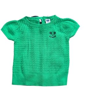 Janie and Jack Vibrant Green Knit Sweater Golf W/bow Size 6-12 Months